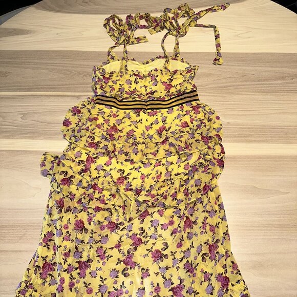 For Love & Lemons Maison Yellow Floral Print Maxi Dress Women's Medium M - Picture 6 of 11